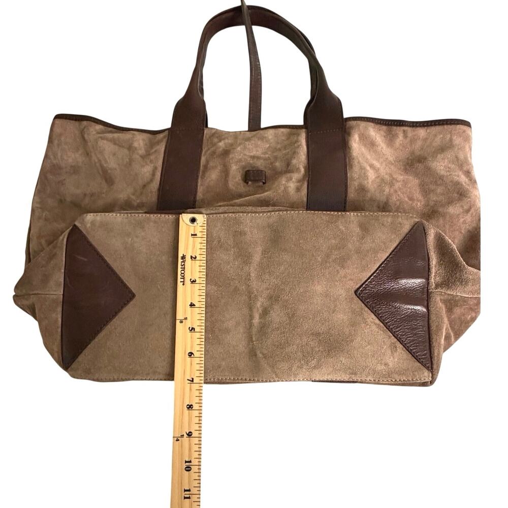 Barneys New York suede leather brown tote made in Italy - Picture 5 of 15